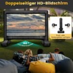 Pripučiamas projektoriaus ekranas su pūstuvu ir kuoliukais (Juoda ir balta)