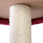 Katės draskyklė su sizalio stulpu ir pliušiniu paviršiumi (Vyno raudona)