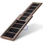 Ištraukiama medinė rampa šunims su neslystančiu paviršiumi (Natūrali medžio)