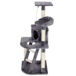 Katės Draskyklė su Laipiojimo Stulpu ir Sizaliu 50 x 50 x 120 cm (Pilka)