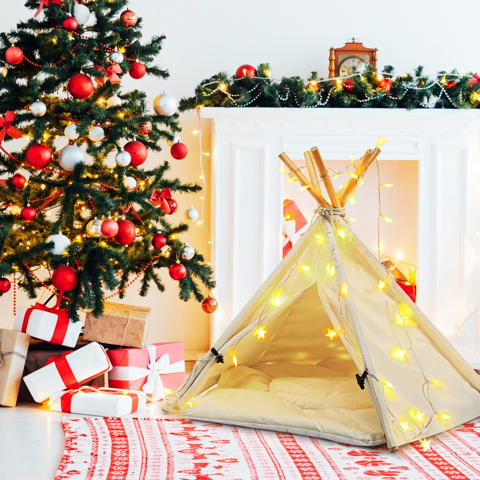 ps7415-6 Naminių gyvūnėlių tipis su storu neslystančiu paminkštinimu (Smėlio)