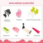 Daugiapakopis medinis lėlių namelis su dešimčia baldų (Spalvotas)