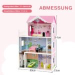 Daugiapakopis medinis lėlių namelis su dešimčia baldų (Spalvotas)