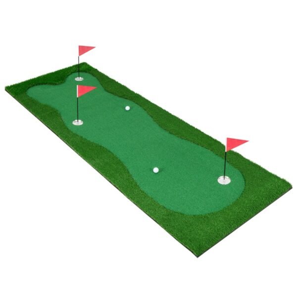 Golf PUTTING treniruočių kilimėlis su trimis skylutėmis 300x100 cm (Žalia)