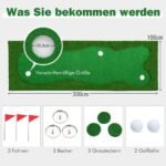 Golf PUTTING treniruočių kilimėlis su trimis skylutėmis 300x100 cm (Žalia)