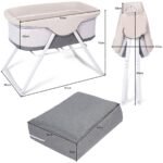 Daugiafunkcinė sulankstoma kelioninė lovelė-lopšys su čiužiniu (Pilka)