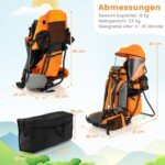 Nešiojama vaikiška kuprinė su apsauga nuo saulės ir nuimamu stogeliu (Oranžinė)