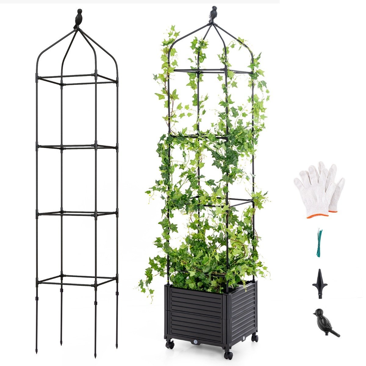 rankgitter-gt4178bk_1_ Vertikalus daržo augintojas su savaime laistymo sistema ir ratukais (Juoda)