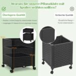 Gėlių vazonas su atramine sienele ir ratukais reguliuojamas (Juoda)