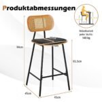 Aukštos kėdės su atlošu ir paminkštinta sėdyne (2 vnt) (Juoda)