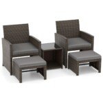 Lauko baldų komplektas iš PE rotango 5 dalys (Pilka)