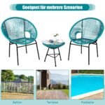 Lauko baldų komplektas iš PE rotango su stikliniu stalviršiu (Žalia)