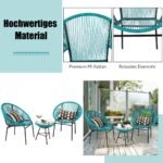 Lauko baldų komplektas iš PE rotango su stikliniu stalviršiu (Žalia)