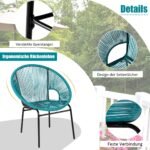 Lauko baldų komplektas iš PE rotango su stikliniu stalviršiu (Žalia)