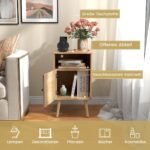 Rataninis naktinis staliukas su atviru skyriumi ir spintele (Natūrali)