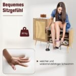 Rataninė batų komoda su suoliuku ir reguliuojamomis lentynomis (Natūrali)