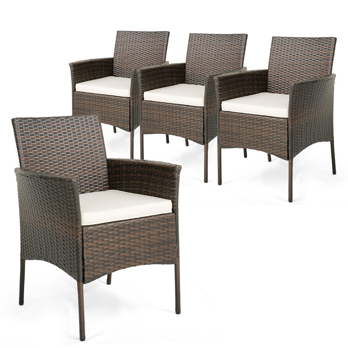 rattanst_hle-gartenst_hle-hw71251-4_1_ Lauko kėdžių komplektas su pagalvėmis (4 vnt.) PE vytelių pynimas (Ruda)