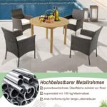 Lauko kėdžių komplektas su pagalvėmis (4 vnt.) PE vytelių pynimas (Ruda)