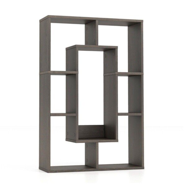 Geometrinė atvira lentyna su septyniais skyriais (Pilka)