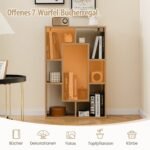 Geometrinė atvirų lentynų spinta septyniais skyriais (Natūrali)