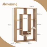 Geometrinė atvirų lentynų spinta septyniais skyriais (Natūrali)