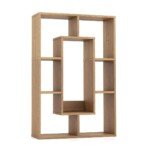 Geometrinė atvirų lentynų spinta septyniais skyriais (Natūrali)