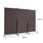 3 panelių pertvara su tvirtais vyriais ir plienine baze (Kavos)