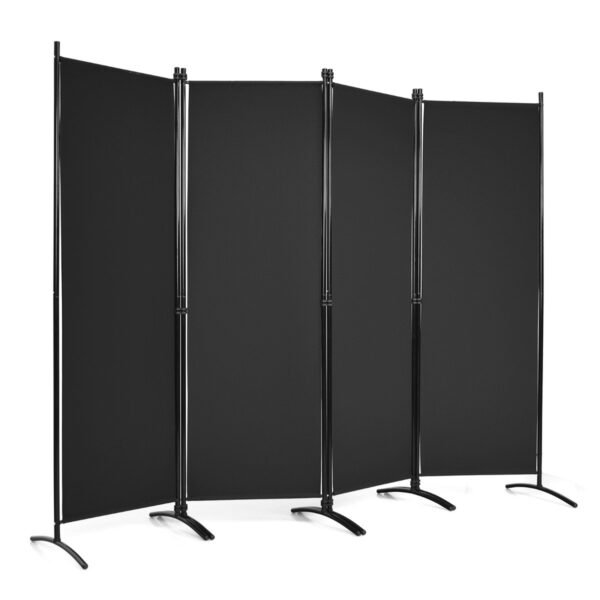 Sulankstoma 4 sekcijų sienelė privatumui 220 x 51 x 173 cm (Juoda)