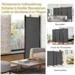 Sulankstomas kambario pertvarų komplektas 173 cm aukščio su plieniniu rėmu (Pilka)