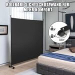 Nešiojamas pertvarų rinkinys privatumui su ratukais (Juoda)