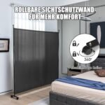 Atskirtuvų pertvara su ratukais 184 x 30 x 184 cm (Pilka)