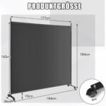 Atskirtuvų pertvara su ratukais 184 x 30 x 184 cm (Pilka)