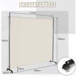 Sulankstoma kambario pertvara su ratukais 184 cm (Smėlio)