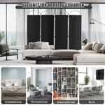 Sulankstomas keturių panelių pertvarų komplektas (Juoda)