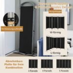 Sulankstomas 6 dalių pertvarų rinkinys 331 x 188 cm (Juoda)