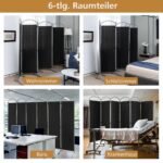 Sulankstomas 6 dalių pertvarų rinkinys 331 x 188 cm (Juoda)