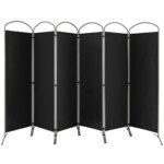 Sulankstomas 6 dalių pertvarų rinkinys 331 x 188 cm (Juoda)