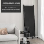 Sulankstomas 4 panelių atskyriklis su ratukais 173 cm (Juoda)