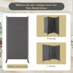 Sulankstoma 180 cm aukščio kambario pertvara su 3 panelėmis ir ratukais (Pilka)