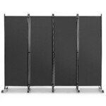 Sulankstoma 4 panelių pertvara su ratukais (Pilka)