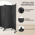 Sulankstoma 4 panelių pertvara su ratukais (Pilka)