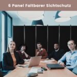 Sulankstoma 6 dalių kambario pertvara su ratukais 172 cm (Juoda)