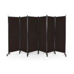 6 dalių sulankstomas kambario daliklis su ratukais 172 cm aukščio (Ruda)