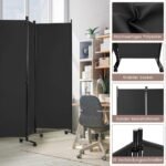 Sulankstomas 6 dalių pertvarų komplektas su ratukais 172 cm aukščio (Pilka)