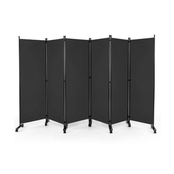 Sulankstomas 6 dalių pertvarų komplektas su ratukais 172 cm aukščio (Pilka)