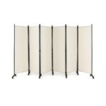 6 dalių sulankstoma patalpų pertvara su ratukais 172 cm (Smėlio)