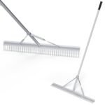 Aliumininis sodo grėblys su 91 cm pločio galva (Sidabrinė)