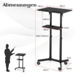 Mobilus reguliuojamo aukščio ir kampo stovas su ratukais (Juoda)