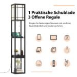 Moderni stalinė lempa su lentynomis ir USB įkrovimu (Juoda)