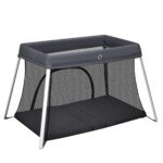 Nešiojama sulankstoma kūdikio lovelė su čiužiniu ir nešiojimo krepšiu (Pilka)